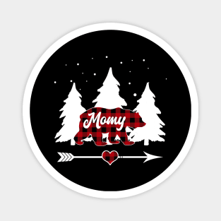 Momy Bear Buffalo Plaid Christmas Matching Family Pajama Magnet